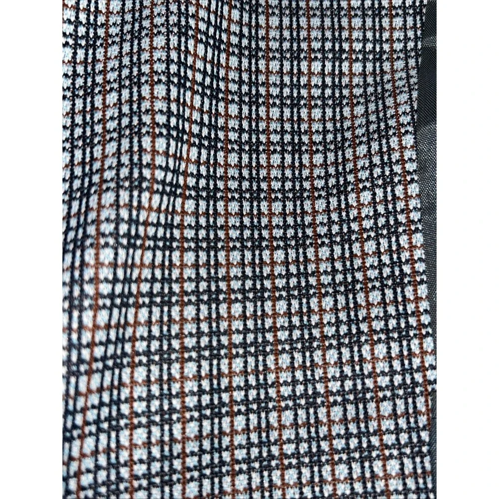 Vtg 70s Blue Gray Maroon Plaid Double Knit Golf Sport Coat Jacket Blazer 40 L
